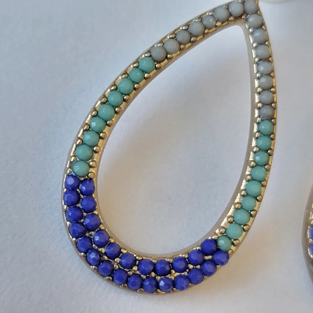 Teardrop Chandelier Rhinestone Dangle Hoop Earrings